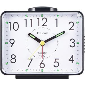 Tinload Loud Alarm Clock for Heavy Sleepers Adults, Silent No Ticking, Snooze, Manual Light, Battery Operated, Easy Set (Black)