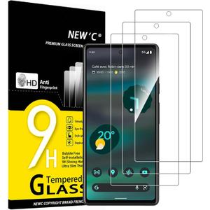 NEW'C 3 Pack Designed for Google Pixel 6a Screen Protector (6.1"), Tempered Glass, Case Friendly Anti Scratch Bubble Free Ultra Resistant (Transparent)