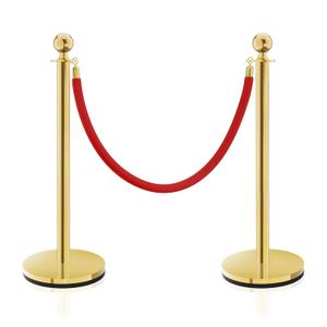 Gold Stanchions, Red Carpet Ropes and Poles, Stainless Steel Barriers for Party, Museums, Wedding, Easy Connect Assembly, 2PCS
