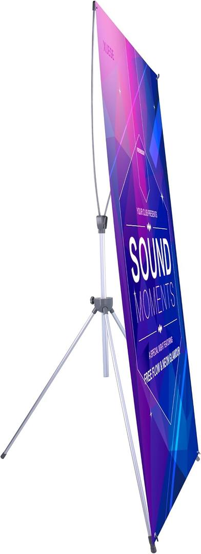 Adjustable X Banner Stand Fits Any Banner Size Width 23" to 32" and Height 63" to 78"