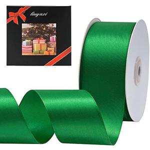 Solid Color Double Faced Green Satin Ribbon 2" X 50 Yards, Ribbons Perfect for Crafts, Wedding Decor, Bow Making, Sewing, Gift Package Wrapping and More