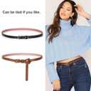 2 x JASGOOD Women's Skinny PU Leather Belt Solid Color Fashion Thin Waist Belt with Gold Buckle for Jeans Pants 1/2 Width