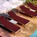 Tondiamo 2 Set Outdoor Chaise Lounge Cushions with Pillows and Storage, 72 x 21 x 3 Inch Outdoor Lounge Chair Seat Pads Outside Waterproof Chaise Cushion for Lawn Patio Furniture(Wine Red)