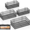 INCLY 4 Pack Upgrade Pegboard Baskets, 4 Sizes Square Style Metal Mesh Pegboard Baskets and Bins, Peg Board Organizer Accessories for Garage Craft Room Office Kitchen