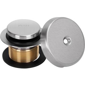 PRIMSOPH Tip-Toe Tub Drain Trim Kit with One Hole Overflow Faceplate Conversion Kit Assembly Universal Fine Coarse Thread Replacement Brushed Nickel