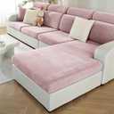 Sectional Couch Covers for L Shaped Sectional Sofa (Left or Right Facing)  Softer Chenille Sofa Covers Washable, Non-Slip Stretch Chaise Slipcover (Only 1PC Chaise Cushion Cover, Pale Pink)
