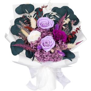 Preserved Flowers Bouquet for Delivery, Purple Rose Bouquet Gift for Women, Long Lasting Floral Arrangement for Home Decor, Birthday Anniversary