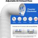 Portable AC Window Vent Kit, with 5.9" Exhaust Hose, 5.9" Coupler and Bird Guard, Adjustable Air Conditioner Window Seal Kit Length Range (17" to 63"), Universal Sliding AC Vent Kit