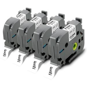 Pristar 4 Pack Tz Tape 18mm 0.7 Inch Laminated Clear TZe-141 TZ-141 Compatible for Brother P Touch TZe Tape for PTD400 PTD600 PTD1880 PT1890W Label Maker 18 mm Label Tape, 3/4 Inch x 26.2 ft