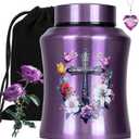Purple Cross Urns for Ashes for Women Up to 140 LBS, Large Personalized Cremation Urns for Human Ashes Adult Male & Female Decorative and Funeral Keepsake Urn,Love of God Carefully Handcrafted