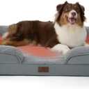 Bedsure Self Warming Orthopedic Dog Beds Large Sized Dog - Washable Large Dogs Bed Waterproof, Big Comfort Dogs Couch Sofa with Removable Cover, Pet Bed with Nonskid Bottom, Grey, Non-Electric (35"L x 25"W x 6.5"Th)