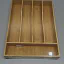 Bellsal Utensil Organizer 10 Inch Silverware Tray for Drawer Utensil Holder Cutlery Organizer Kitchen Drawer Organizer 5 Compartment Small Narrow Bamboo (Natural)