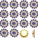 PATIKIL 100 Pcs Sew on Rhinestones, 14mm Flower Glass Rhinestones with Craft Gems Crystal Embellishments for Clothes Shoes Belt DIY Crafting Decoration, Blue