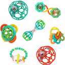 Bright Starts Soothers & Shakers 3pc Gift Set - BPA-Free Baby Rattles, Teethers and Stroller Toys, Unisex, Newborn+