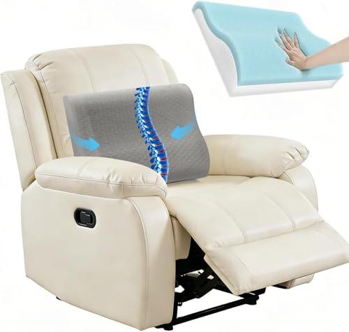 Kamellia Lumbar Support Pillow for Couch/ Recliner Chair/ Accent Chair/ Office Chair, Gel Memory Foam Back Cushion for Comfort Support, Ergonomic Backrest for Pain Relief, Reading, Washable Cover Light Grey