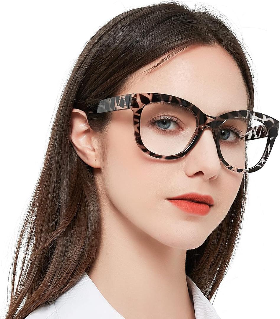 MARE AZZURO Oversized Bifocal Reading Glasses +3.00 Women Blue Light Blocking Readers (Leopard, 3.00)