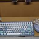 Perixx PERIDUO-713BL Wireless Mini Keyboard and Mouse Combo - Retro Round Key Caps - Pastel Blue - US English Layout (11909)