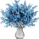 Sggvecsy 15 Pcs Babys Breath Artificial Flowers Gypsophila Bouquets Bulk Real Touch Fake Silk Flowers for Home Wedding DIY Floral Arrangement Kitchen Table Centerpiece Decoration (Blue with Purple)