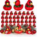 DEEKIN 50 Pcs Christmas Cardinal with Wreath Rubber Ducks 2 Inch Christmas Themed Rubber Ducks for Holiday Party Favors Seasonal Events Award Gifts