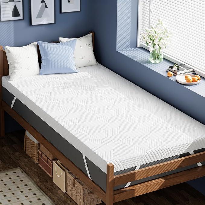 ELEMUSE 3 Inch Twin XL Memory Foam Mattress Topper,Dorm Room Essentials
Gel Foam Bed Topper with Washable Cover, Non-Slip Back to School Bedding,Pressure-Relieving Mattress Topper for Back Pain