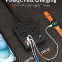 Power Strip Flat Plug with 4 AC Outlets 4 USB Ports (20W), Surge Protector Charging Station with Overload Protection, 6Ft Flat Plug Extension Cord, Fast Charging for Office Dorm Room