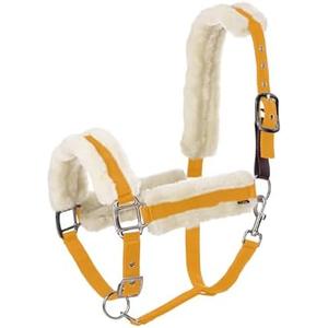 Equinavia Valkyrie Soft Ultra Fleece Padded Adjustable Breakaway Horse Halter - Golden Sunshine/White - Cob