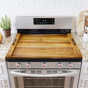 SpaceAid Noodle Board Stove Kitchen Cover with Handles, Top Covers for Gas Burners and Electric Stove, Oven Decor Accessories Wood Tray for Countertop, Natural Acacia, Size: 29.5"W x 22"D x 2.1"H