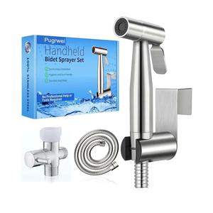New Version Handheld Bidet Sprayer for Toilet, Premium Stainless Steel Bathroom Bidet Sprayer Set, Baby Cloth Diaper Sprayer with Superior Complete Spray Hoses Kit, Support Wall or Toilet Mount