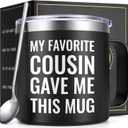Lifecapido Cousin Gifts, My Favorite Cousin Gave Me This Mug 14oz Insulated Coffee Mug with Handle, Christmas Birthday Gifts for Cousins, Black