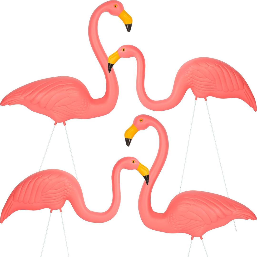 Galashield Pink Flamingo Yard Decorations Pack of 4 Flamingos Decor Ornaments for Outdoor Lawn and Garden