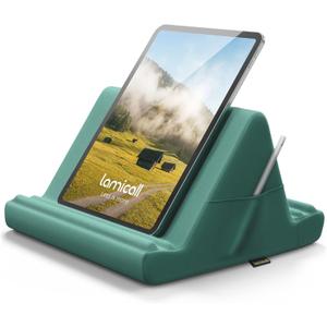 Lamicall Tablet Pillow Holder Stand for Lap - Tablet Holder for Bed, with Pocket & 4 Viewing Angles, for iPad Pro 11, 10.5, 12.9, Air Mini, Kindle, Tabs, 4-13" Devices, Green