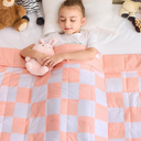 yescool Weighted Blanket 5 Pounds Cooling Weighted Lap Blanket,Heavy Blanket for Sleeping, Breathable Weighted Throw Blanket Gifts for 40-60lbs, 36"x48", Pink Plaid