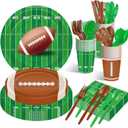 175 Pcs Football Tableware Set - Serves 25, Football Themed Disposable Plates, Cups, Napkins, Forks, Spoons, Knives for Game Events Birthday Party Supplies, Sports Holiday Gathering