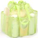 famichan Mesh Shower Caddy Portable with Drawstring, Dorm Room Essentials for College Students Girls & Boys, Large Shower Bag for Camping,Swimming,Gym,Travel,Bathroom - Green