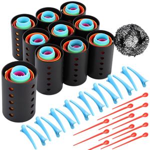 WILLBOND 141 Pcs Hair Rollers Set Include Plastic Hair Rollers with Pins and Clips(Mixed Color)