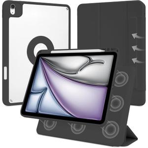 Case for iPad Air 11 Inch M4/M3/M2 2026/2025/2024, iPad Air 10.9" 5th/4th Gen. 2022/2020, iPad Pro 11" 4th/3rd/2nd 2022/2021/2020 with Pencil Holder, Vertical Stand, Detachable Magnetic, Black