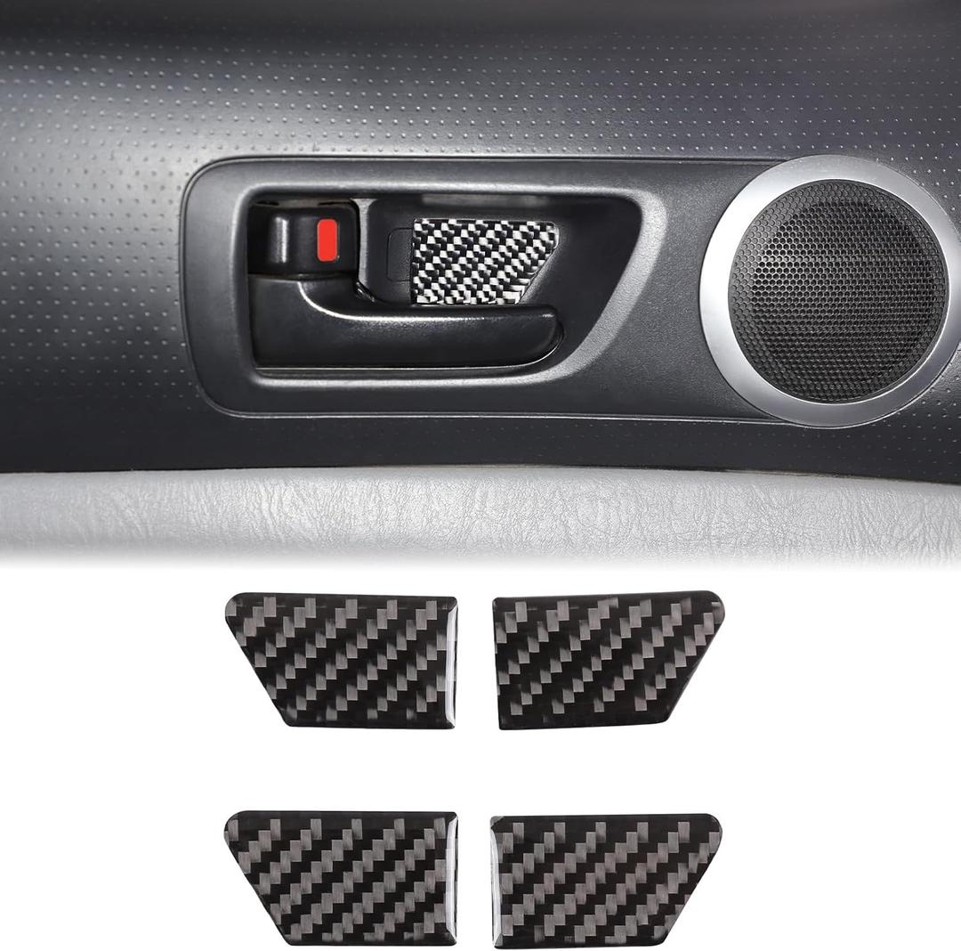 Aunginsy Inner Door Handle Bowl Cover Trim Compatible with Toyota Tacoma 2006-2015 Pickup Soft Carbon Fiber Front Rear Door Handle Cup Bowl Panel Scratches Protector Decorative Sticker Accessories