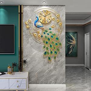 EURSON Large Peacock Wall Clock 36.6 inch Metal Design Non-Ticking Silent Art Digital Wall Clocks for Living Room Decor (Yellow&Green) EURSON Large Peacock Wall Clock 36.6 inch Metal Design Non-Ticking Silent Art Digital Wall Clocks for Living Room Decor (Yellow&Green)