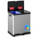 iTouchless 60 Liter / 16 Gallon Dual Compartment Kitchen Trash Can & Recycling Bin, Odor Filter, Soft-Close, Hands-Free Step Pedals, 2x 8-Gal Color-Coded Buckets, Smudge-Resistant Stainless Steel