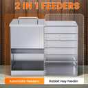 Automatic Rabbit Feeders for Cage Hay Feeder 4.5L Bunny Feeder Stainless Steel Rabbit Food Dispenser for Guinea Pig Squirrel Small Animals Trough