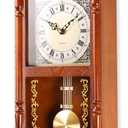 AYRELY 25IN Grandfather Vintage Wall Clock with Pendulum and Chime, Hour/Quarter-Hour Chime, Rubberwood Frame, Large Vintage Wall Clock for Living Room, Home Decor Gift (Brown)