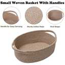 Small Woven Rope Basket-Empty Gifts Basket with Bag and Ribbons,Cute Handle Organizer Box for Birthday/Baby Shower, Toy Storage, Nursery Organizing & Shelf Decor(Mixed Brown)