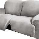 ULTICOR Extra Wide 75" - 100", Reclining 2 Seater Sofa, Extra Wide Reclining Love Seat Slipcover, 6-Piece Velvet Stretch, Reclining Sofa Covers, Thick, Soft, Washable (Light Grey)