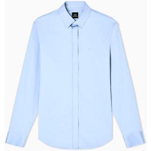 Armani Exchange Men's Long Sleeve Solid Slim Button Down Shirt (Large, Faded Denim)