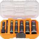 Klein Tools 65619 KNECT Flip-10 Metric Impact Socket Set, Deep Depth, 5 Color-Coded Flip Sockets, 10 Metric Sizes, 1/4 and 3/8-Inch Adapters, MODbox Case
