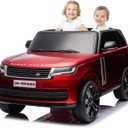 24V Officially Licensed Land Rover Ride On Car, Towallmark 2-Seater w/Parent Remote Control, 3 Speeds, Wireless Music, Spring Suspension, Led Lights, Electric Car for Kids Ages 37-95 Month, Claret