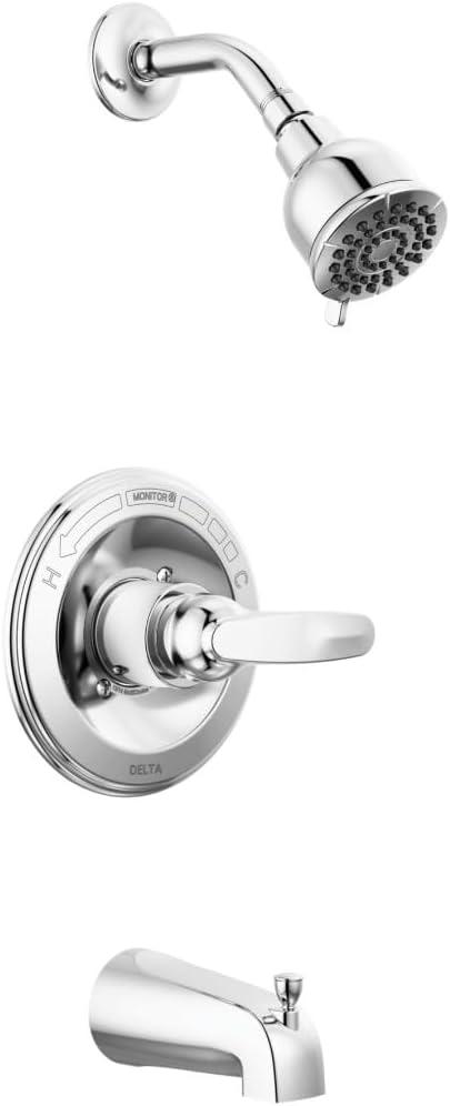Delta Foundations 13 Series 2-Spray Bathtub and Shower Faucet Set, Chrome Shower Head and Handle Set, Valve Trim Kit, Chrome BT13410 (Valve Not Included)