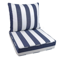 Arden Outdoor Deep Seat Cushion Set, 24 in x 24 in, Weather-Proof, Rain-Proof, Fade Resistant Patio Cushion for Chair, Sofa, and Couch Sapphire Blue Cabana Stripe