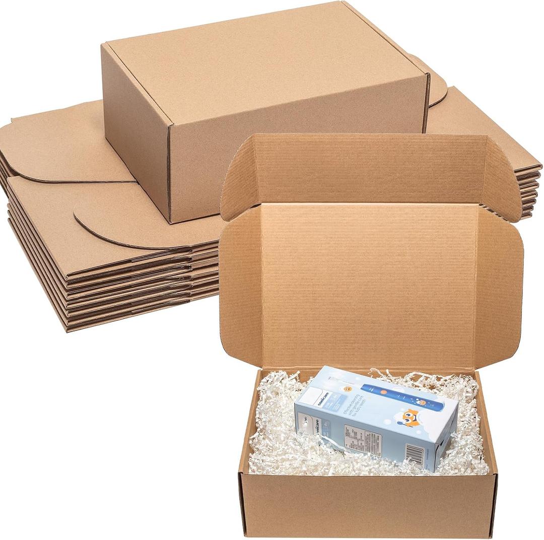 Wowxyz Shipping Boxes 12x9x4 Inches 20 Pack Corrugated Cardboard Mailing Boxes for Small Business, Kraft Medium Literature Mailer Packaging Supplies Brown
