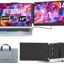 FEZOBR Laptop Screen Extender, 14" FHD 1080P IPS Laptop Monitor Extender Dual Screen, Travel Monitor for 1317" Laptops with USBC/HDMI Port, Plug and Play for Windows/Mac/Android